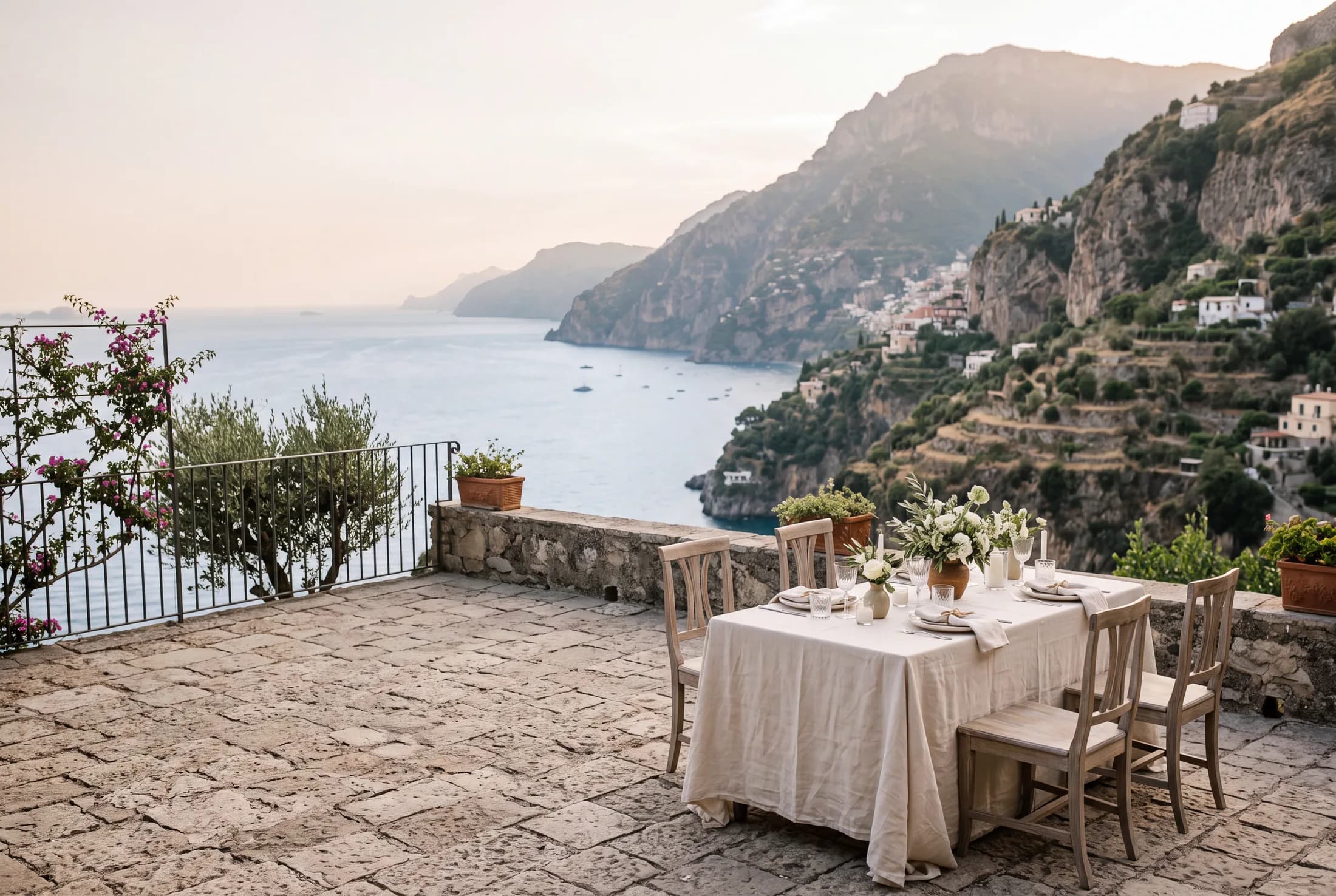 Illustrative coastal terrace inspired by the Amalfi Coast